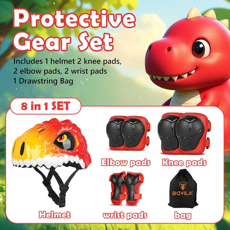Bavilk Toddler Kids Bike Helmet,3D Dinosaur Helmets for Boys Girls Infant/Baby to Children 1/2/3/4/5/6/7/8 Years Old Lightweight Adjustable Multi-Sports Bicycle Scooter Skateboard Skating Cycling - Image 2